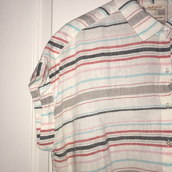 Weatherproof Vintage Linen striped tie front blouse size M New With Tags - Picture 8 of 11